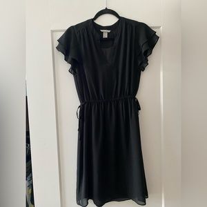 Black flutter sleeve dress